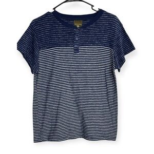 Buzz Cuts Kids Navy and White Striped Short Sleeve‎ Tee L14/16